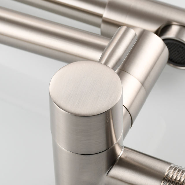 Tecmolog Kitchen Faucet Chrome Wall Mount Pot Filler Faucet Brass 360 Rotatable Folding Lengthened Folding single Handle Unique Cold Water Tap