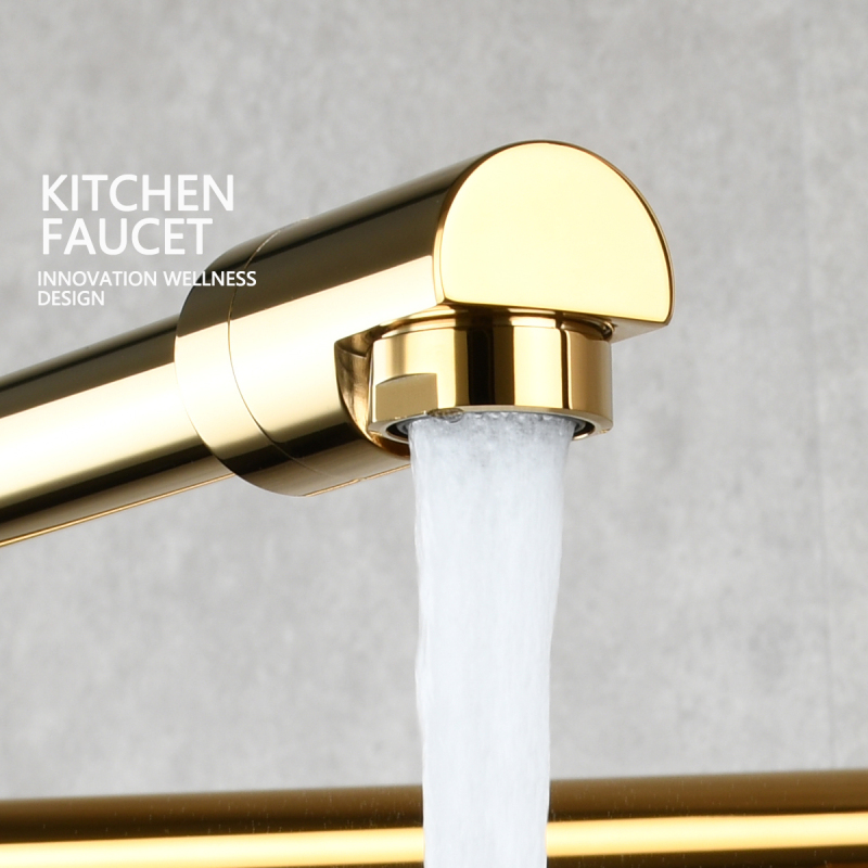 Tecmolog Kitchen Faucet Chrome Wall Mount Pot Filler Faucet Brass 360 Rotatable Folding Lengthened Folding single Handle Unique Cold Water Tap