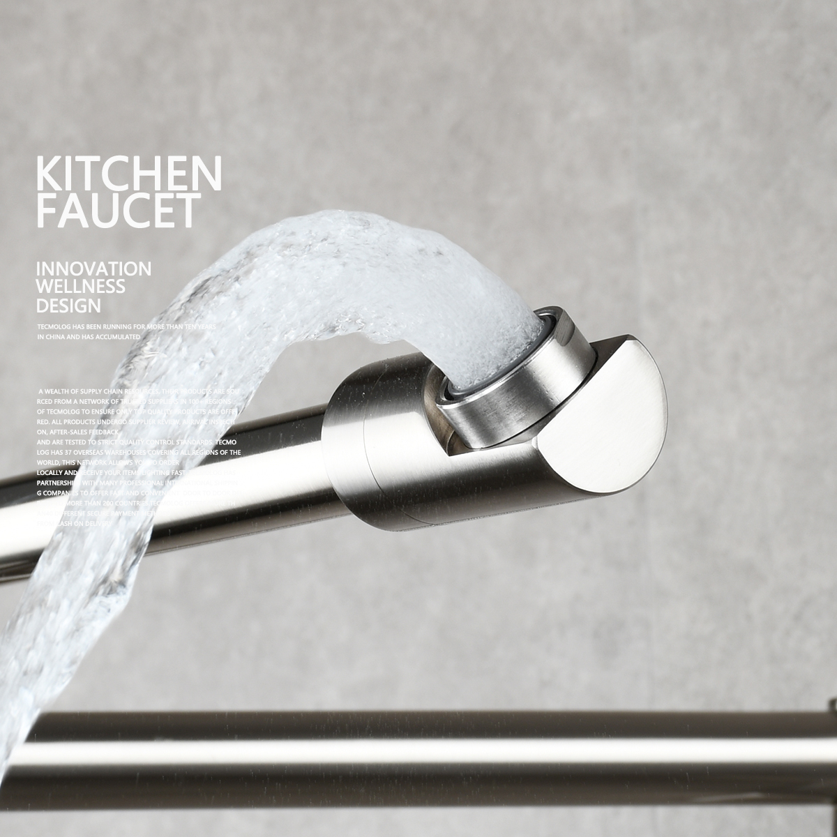Tecmolog Kitchen Faucet Chrome Wall Mount Pot Filler Faucet Brass 360 Rotatable Folding Lengthened Folding single Handle Unique Cold Water Tap