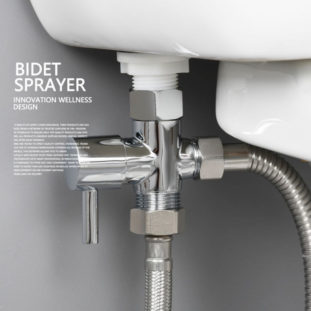 Tecmolog American Standard Handheld Bidet Sprayer Kit, Toilet Shattaf Sprayer with 7/8''(15/16'') Diverter Valve