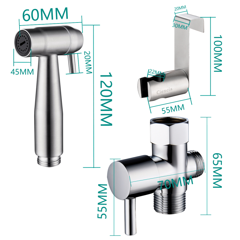 Tecmolog American Standard Handheld Bidet Sprayer Kit, Toilet Shattaf Sprayer with 7/8''(15/16'') Diverter Valve with Adjustable Water Flow Sprayer Head