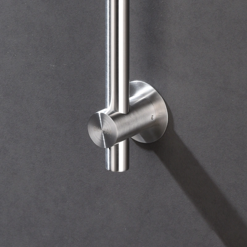 Tecmolog Stainless Steel Brushed Nickle/Black Adjustable Shower Sliding Bar with No Drilling Large Base Area & Hand Held Shower Head