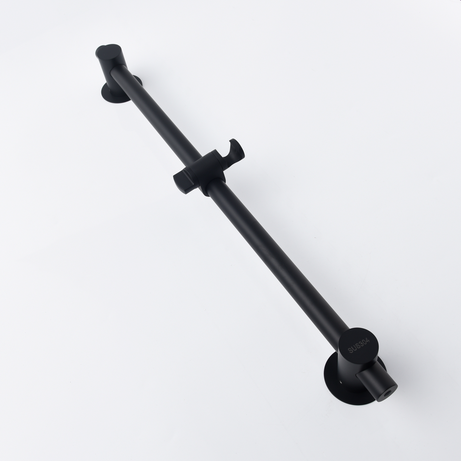 Tecmolog Stainless Steel Brushed Nickle/Black Adjustable Shower Sliding Bar with No Drilling Large Base Area & Hand Held Shower Head