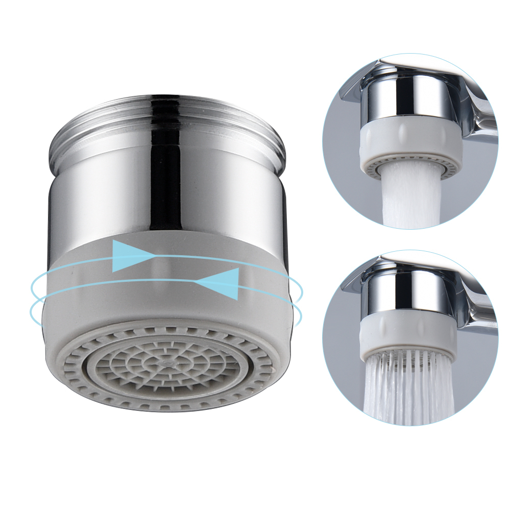 Tecmolog Brass Rotatable Sink Aerator with Silicone Head,  M22 Female/M24 Male Thread, Chrome/Black/Brushed Nickel