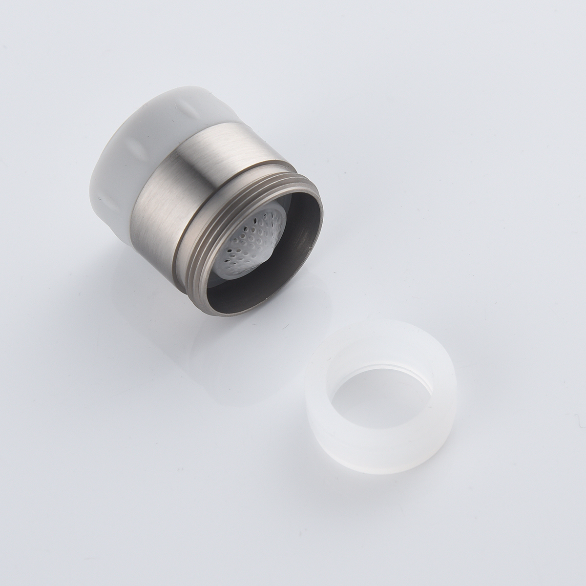 Tecmolog Brass Rotatable Sink Aerator with Silicone Head,  M22 Female/M24 Male Thread, Chrome/Black/Brushed Nickel