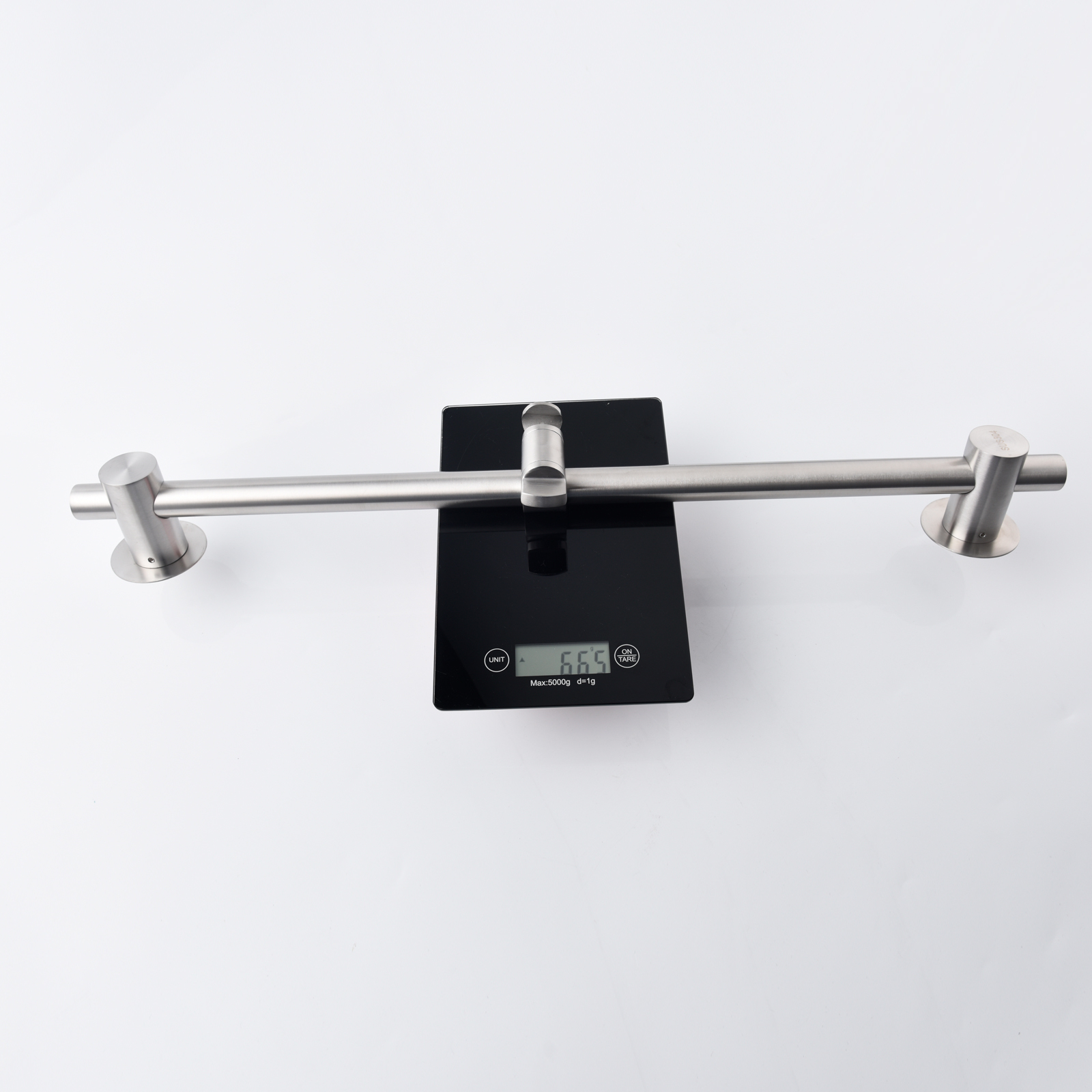 Tecmolog Stainless Steel Brushed Nickle/Black Adjustable Shower Sliding Bar with No Drilling Large Base Area & Hand Held Shower Head