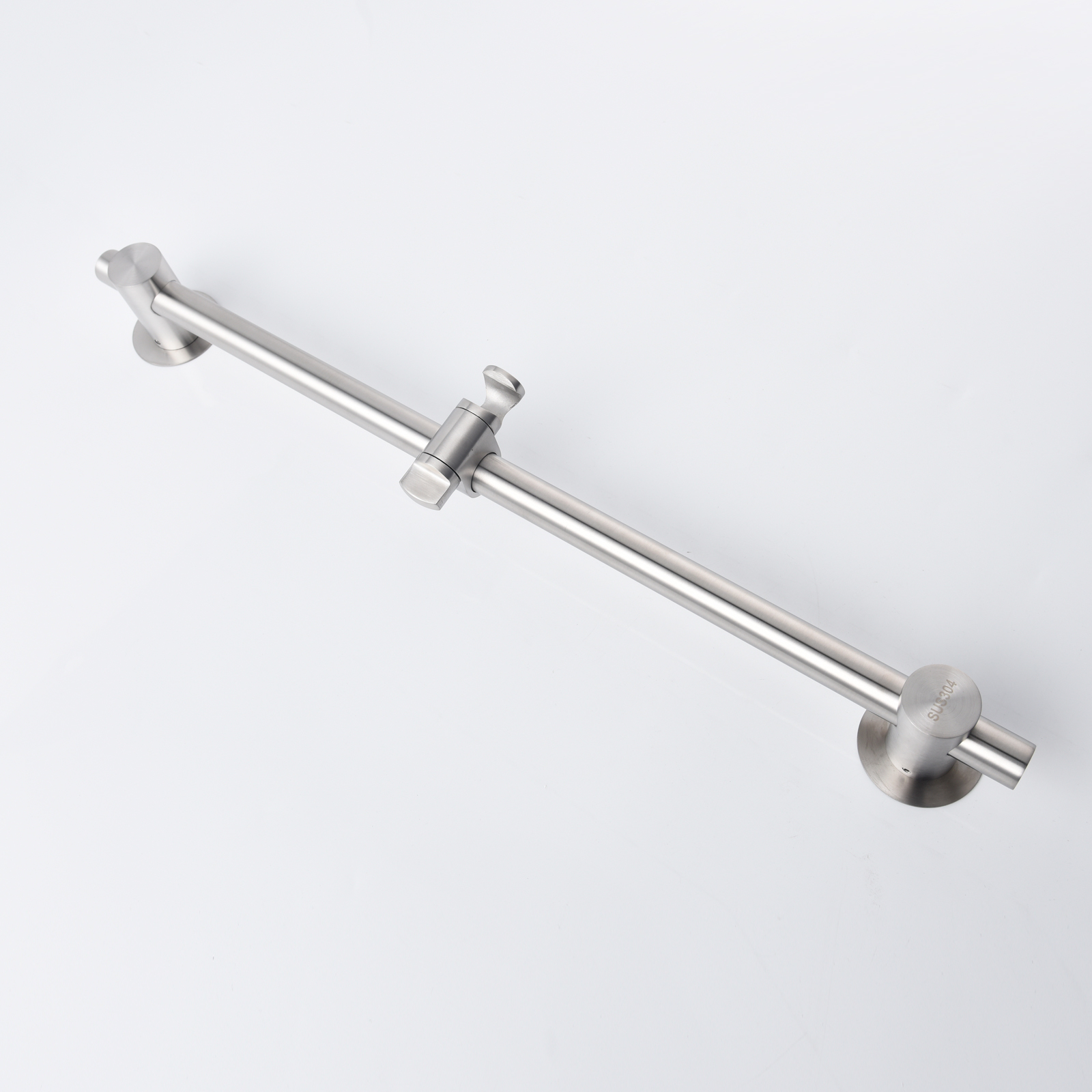 Tecmolog Stainless Steel Brushed Nickle/Black Adjustable Shower Sliding Bar with No Drilling Large Base Area & Hand Held Shower Head