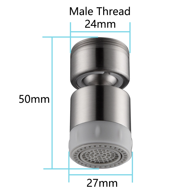 Tecmolog Brass Rotatable Sink Aerator with Silicone Head,  M22 Female/M24 Male Thread, Chrome/Black/Brushed Nickel