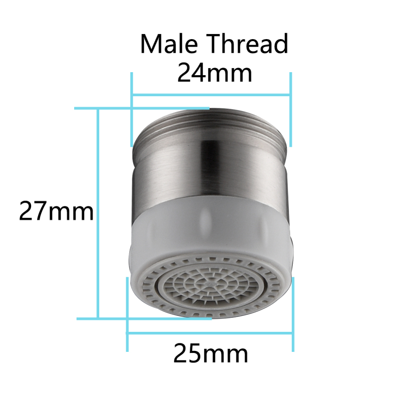 Tecmolog Brass Rotatable Sink Aerator with Silicone Head,  M22 Female/M24 Male Thread, Chrome/Black/Brushed Nickel