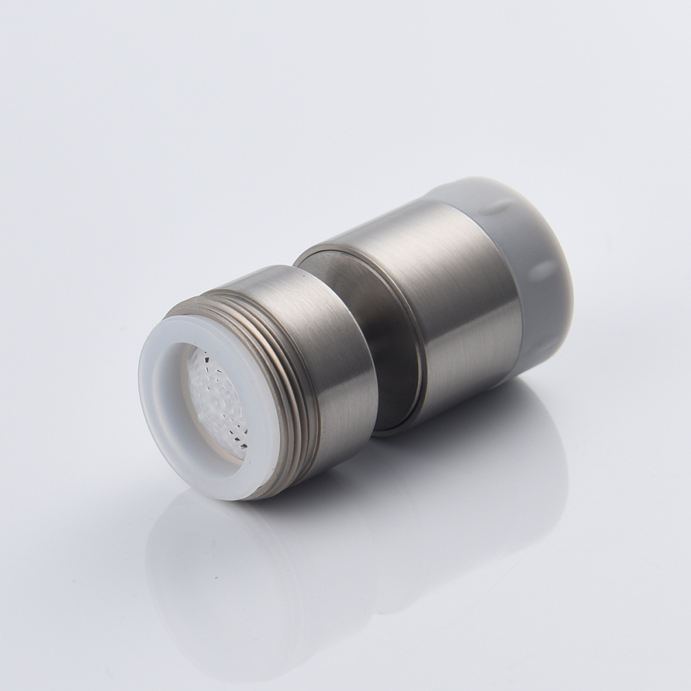 Tecmolog Brass Rotatable Sink Aerator with Silicone Head,  M22 Female/M24 Male Thread, Chrome/Black/Brushed Nickel