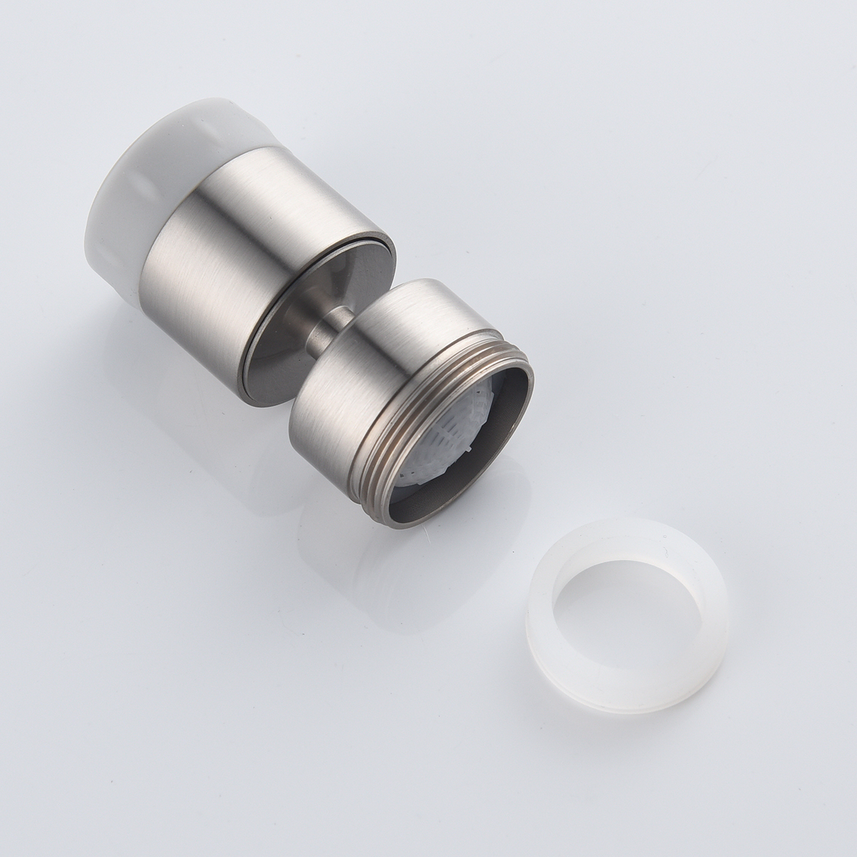 Tecmolog Brass Rotatable Sink Aerator with Silicone Head,  M22 Female/M24 Male Thread, Chrome/Black/Brushed Nickel