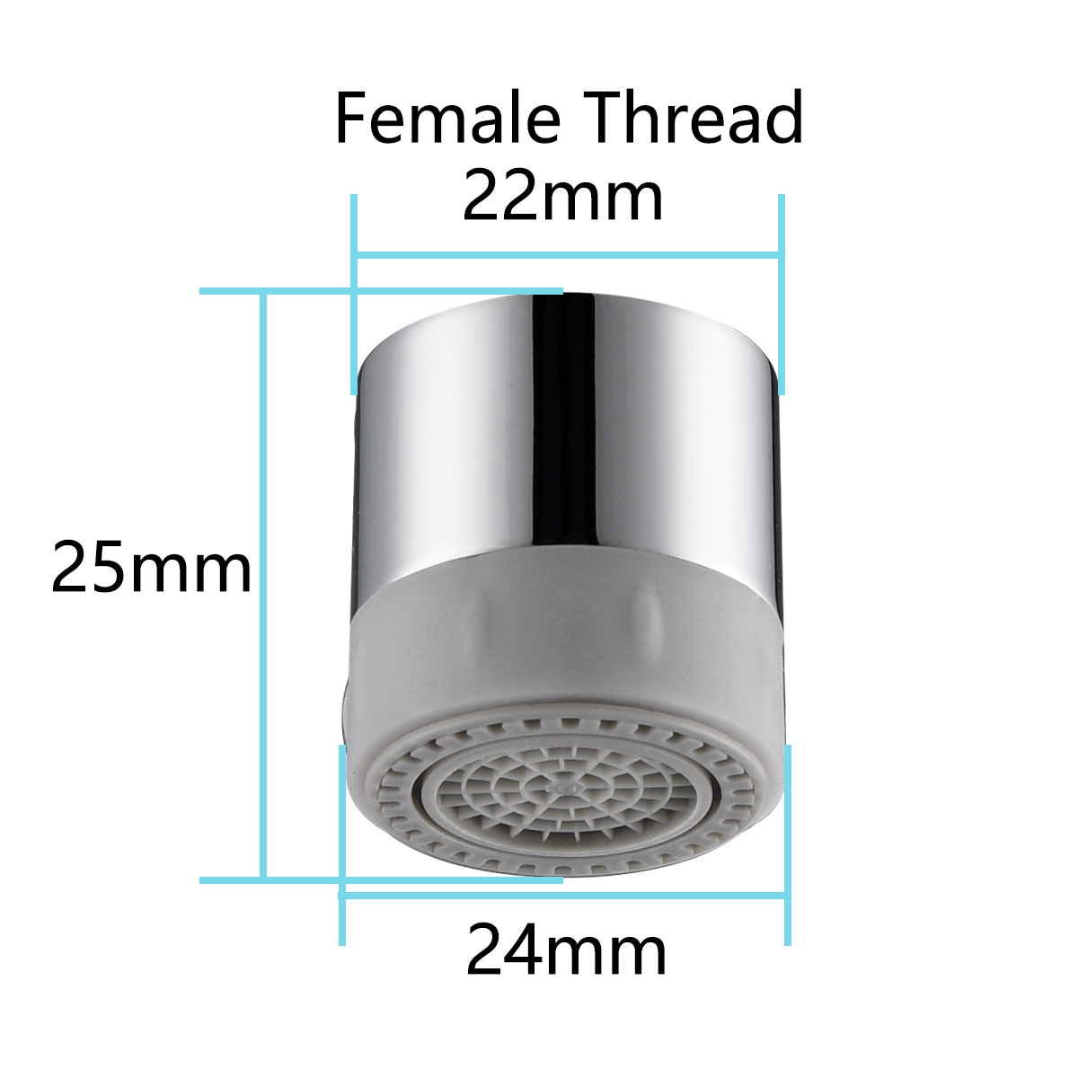 Tecmolog Brass Rotatable Sink Aerator with Silicone Head,  M22 Female/M24 Male Thread, Chrome/Black/Brushed Nickel