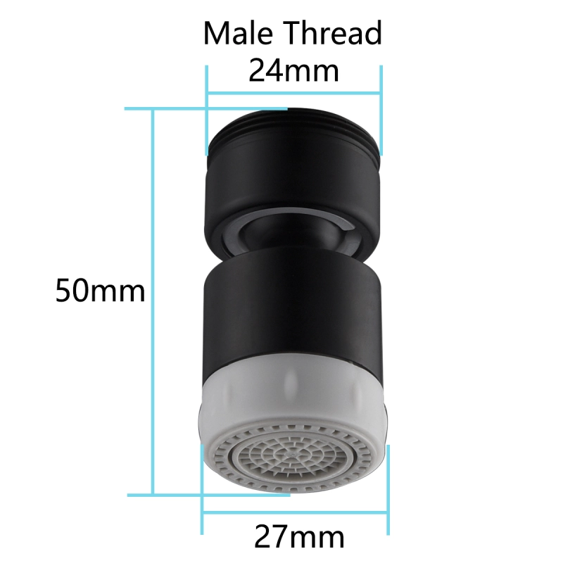 Tecmolog Brass Rotatable Sink Aerator with Silicone Head,  M22 Female/M24 Male Thread, Chrome/Black/Brushed Nickel