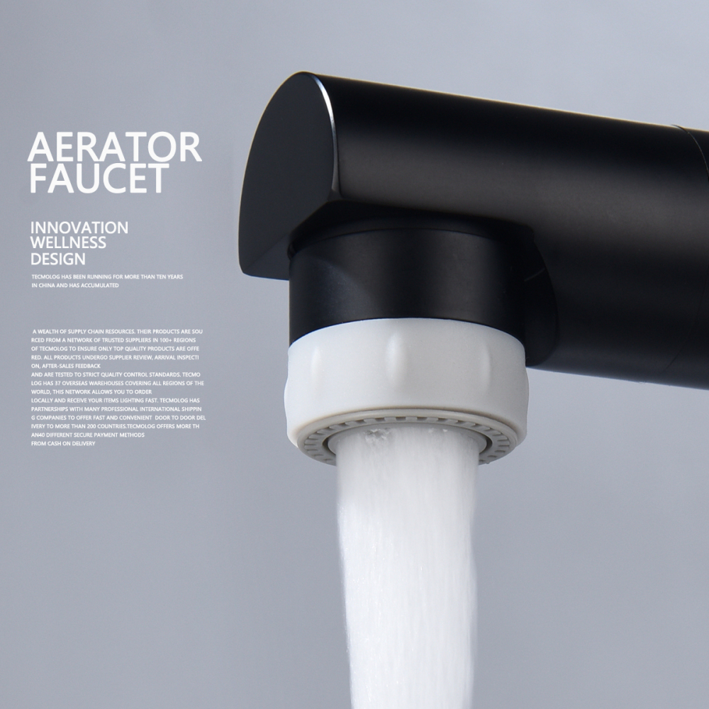 Tecmolog Brass Rotatable Sink Aerator with Silicone Head,  M22 Female/M24 Male Thread, Chrome/Black/Brushed Nickel