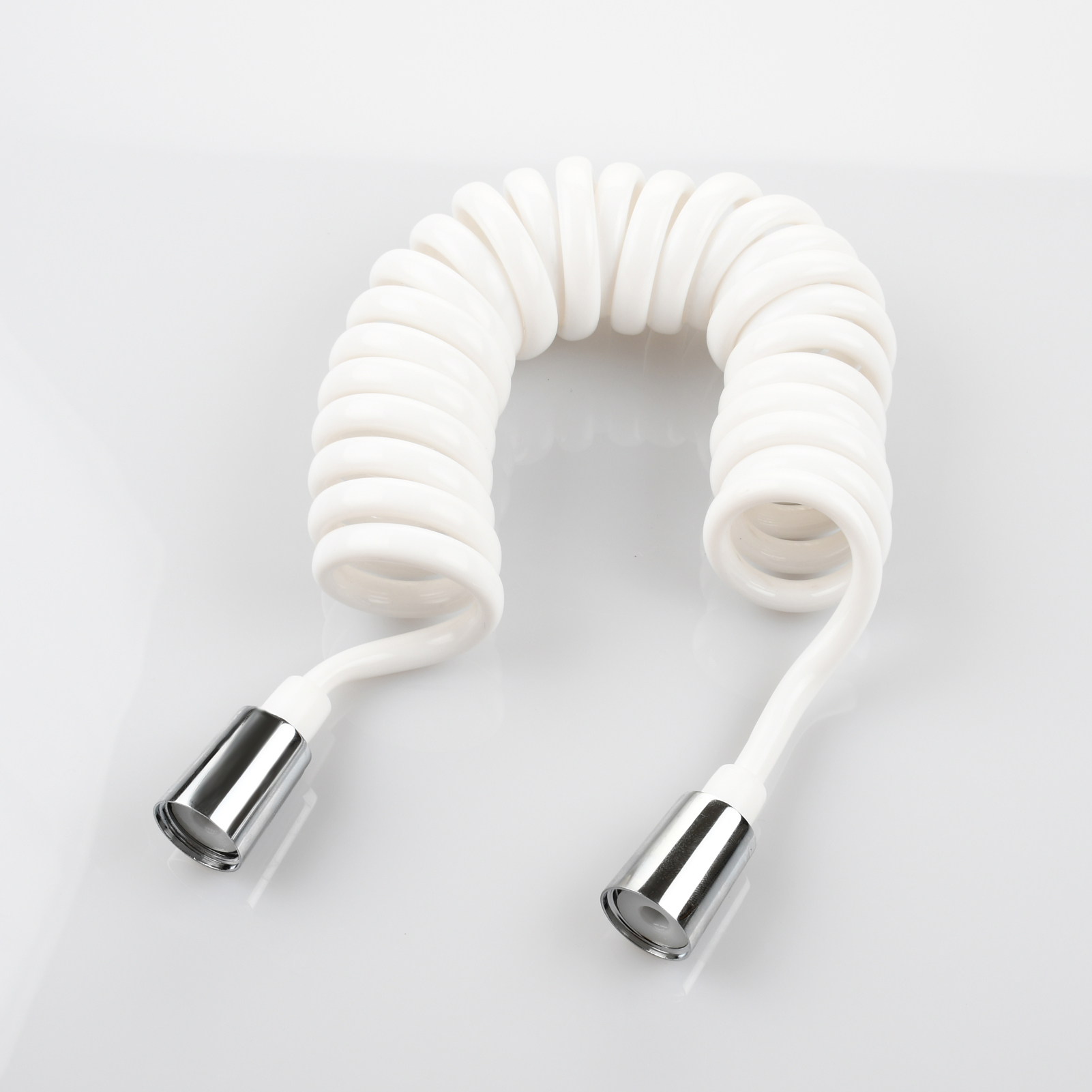 Tecmolog Shower Hose Spring Flexible White/Black/Gray 1.5m/2m/3m/4m/5m Shower Head Hose with Brass Nut for Water Plumbing Toilet Bidet Sprayer Telephone Line Plumbing