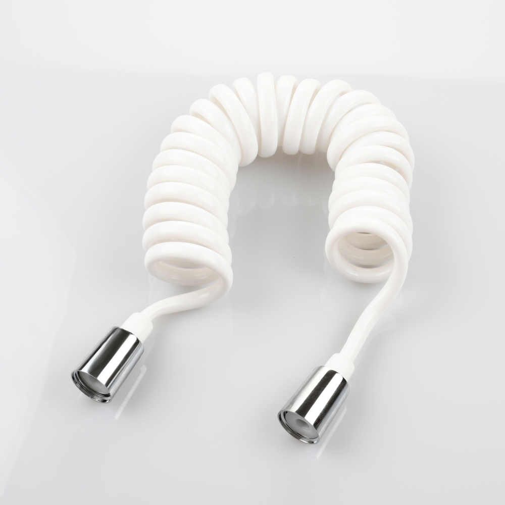 Tecmolog Shower Hose Spring Flexible White/Black/Gray 1.5m/2m/3m/4m/5m Shower Head Hose with Brass Nut for Water Plumbing Toilet Bidet Sprayer Telephone Line Plumbing