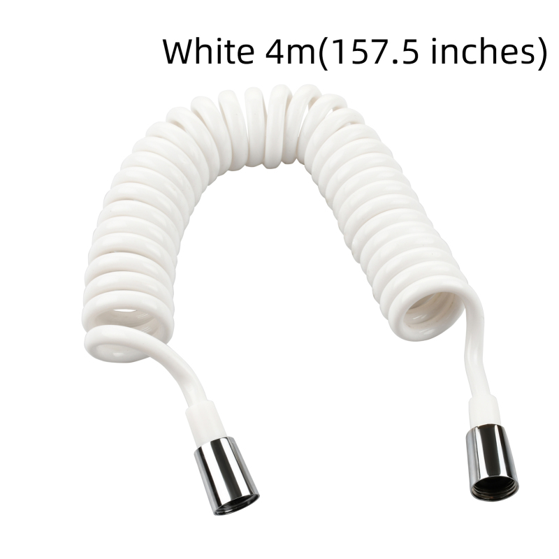 Tecmolog Shower Hose Spring Flexible White/Black/Gray 1.5m/2m/3m/4m/5m Shower Head Hose with Brass Nut for Water Plumbing Toilet Bidet Sprayer Telephone Line Plumbing