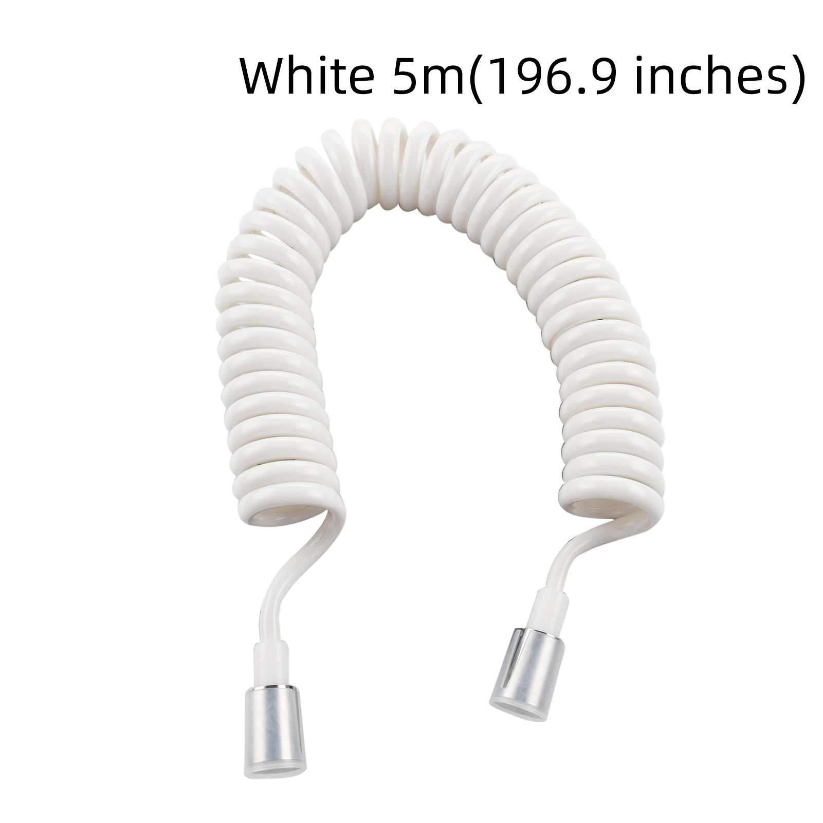 Tecmolog Shower Hose Spring Flexible White/Black/Gray 1.5m/2m/3m/4m/5m Shower Head Hose with Brass Nut for Water Plumbing Toilet Bidet Sprayer Telephone Line Plumbing