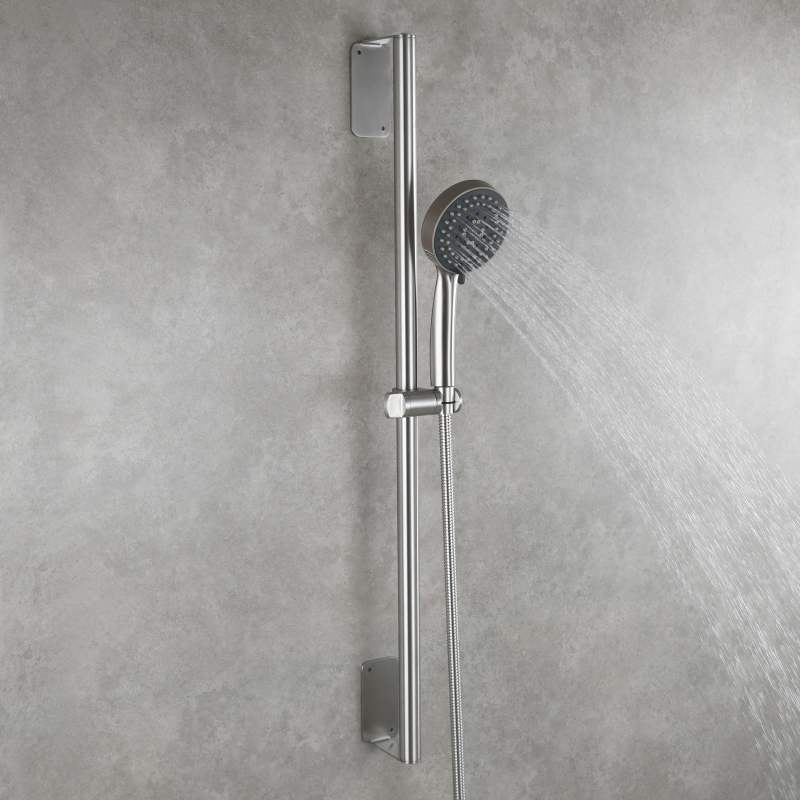 Tecmolog 31.5" (80cm) Lengthened Handheld Shower Sliding Bar Adjustable Shower Head Holder with 5 Outlet-way Shower Head and 2m Shower Hose, Stainless Steel, Chrome/Nickel/Black/Gold