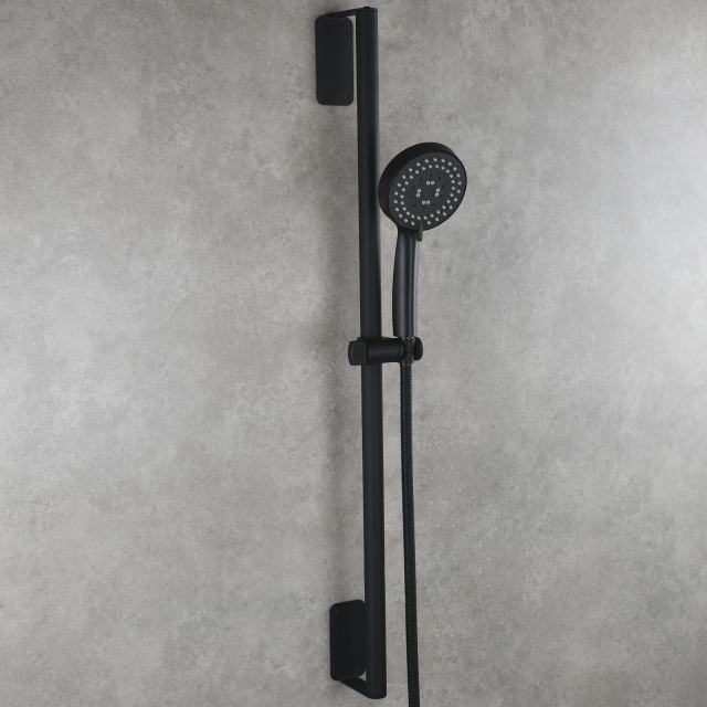 Tecmolog 31.5" (80cm) Lengthened Handheld Shower Sliding Bar Adjustable Shower Head Holder with 5 Outlet-way Shower Head and 2m Shower Hose, Stainless Steel, Chrome/Nickel/Black/Gold