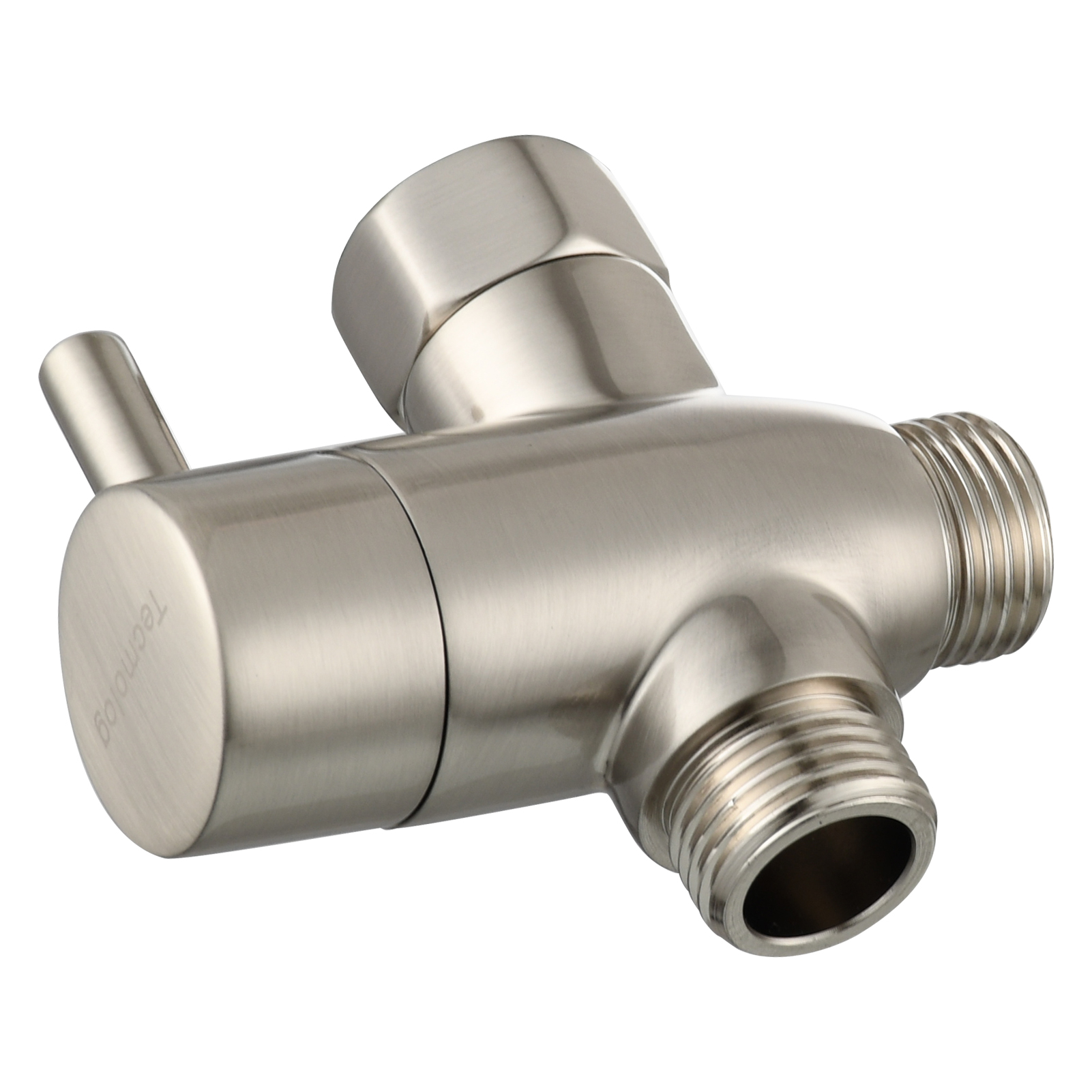 Tecmolog Brass Diverter with Switch Big Flow 3-way T Valve G1/2'' Shower Diverter with Shut Off Valve,Chrome/Black/Gold/Nickel