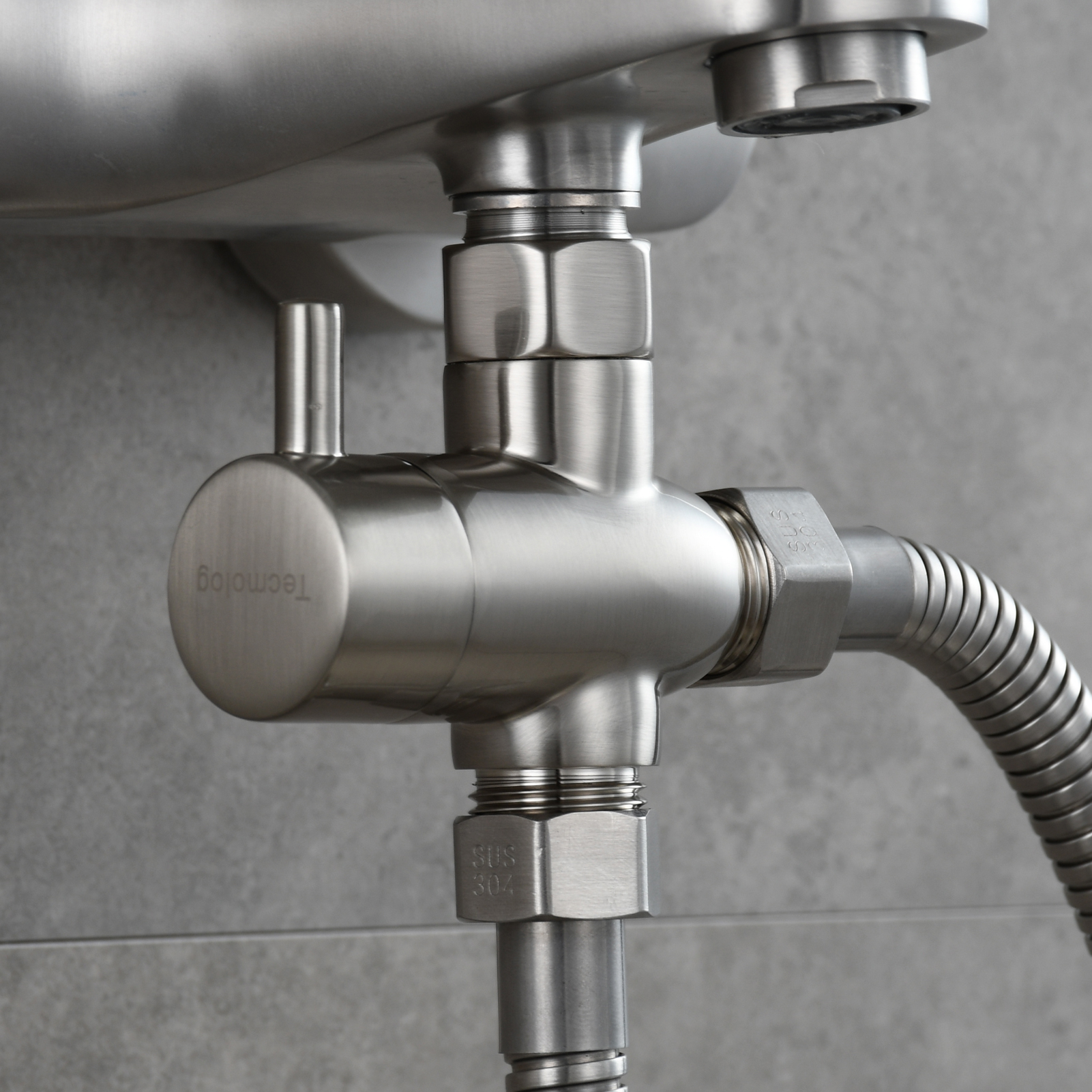 Tecmolog Brass Diverter with Switch Big Flow 3-way T Valve G1/2'' Shower Diverter with Shut Off Valve,Chrome/Black/Gold/Nickel