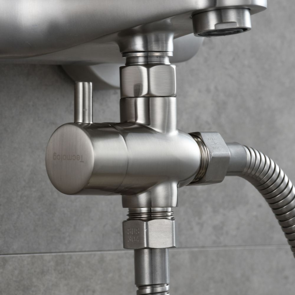 Tecmolog Brass Diverter with Switch Big Flow 3-way T Valve G1/2'' Shower Diverter with Shut Off Valve,Chrome/Black/Gold/Nickel