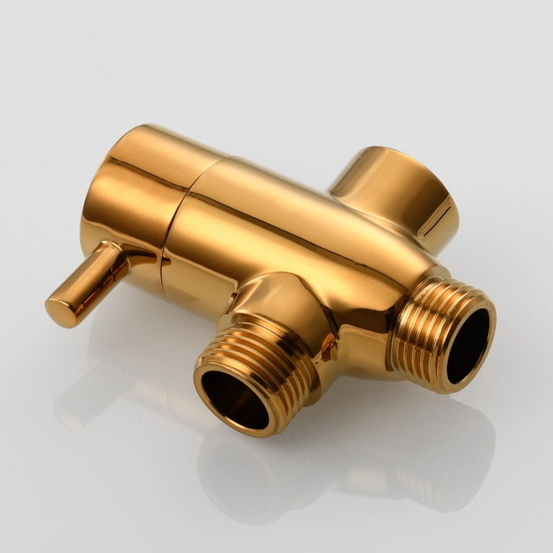 Tecmolog Brass G1/2'' Shower Diverter with Shut Off Valve for Bathtub and Shower Arm T-Valve to Fixed Shower Head,Hand Shower Head（Without nuts）,Chrome/Black/Gold/Nickel
