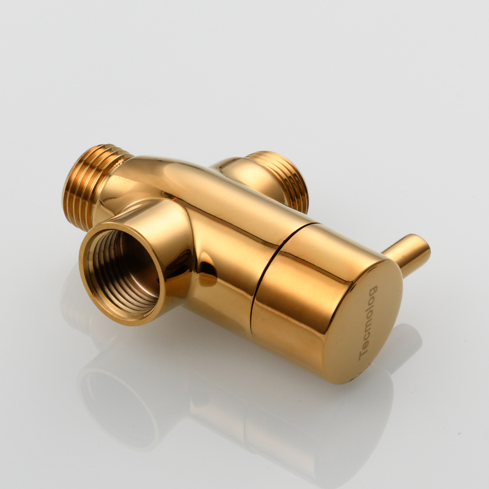 Tecmolog Brass G1/2'' Shower Diverter with Shut Off Valve for Bathtub and Shower Arm T-Valve to Fixed Shower Head,Hand Shower Head（Without nuts）,Chrome/Black/Gold/Nickel