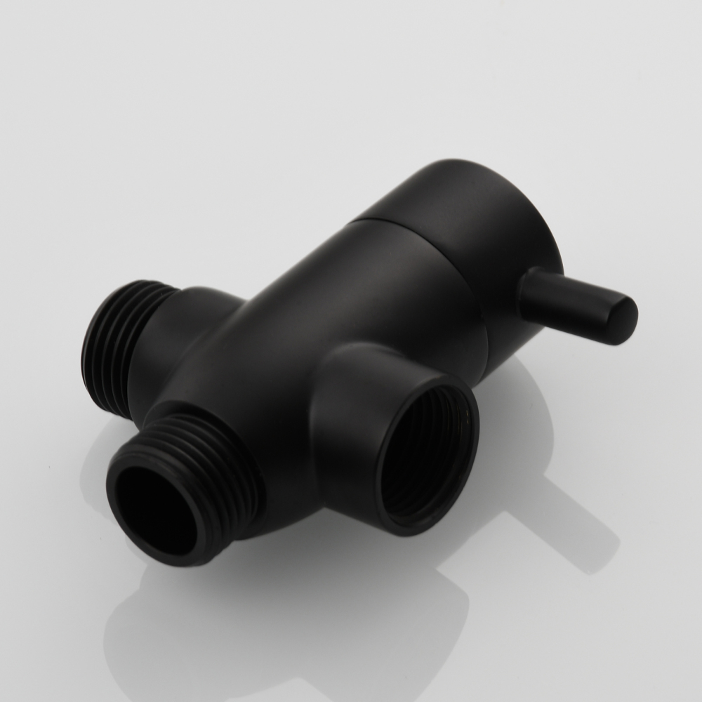 Tecmolog Brass G1/2'' Shower Diverter with Shut Off Valve for Bathtub and Shower Arm T-Valve to Fixed Shower Head,Hand Shower Head（Without nuts）,Chrome/Black/Gold/Nickel