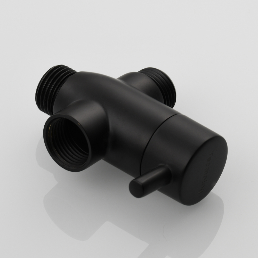 Tecmolog Brass G1/2'' Shower Diverter with Shut Off Valve for Bathtub and Shower Arm T-Valve to Fixed Shower Head,Hand Shower Head（Without nuts）,Chrome/Black/Gold/Nickel