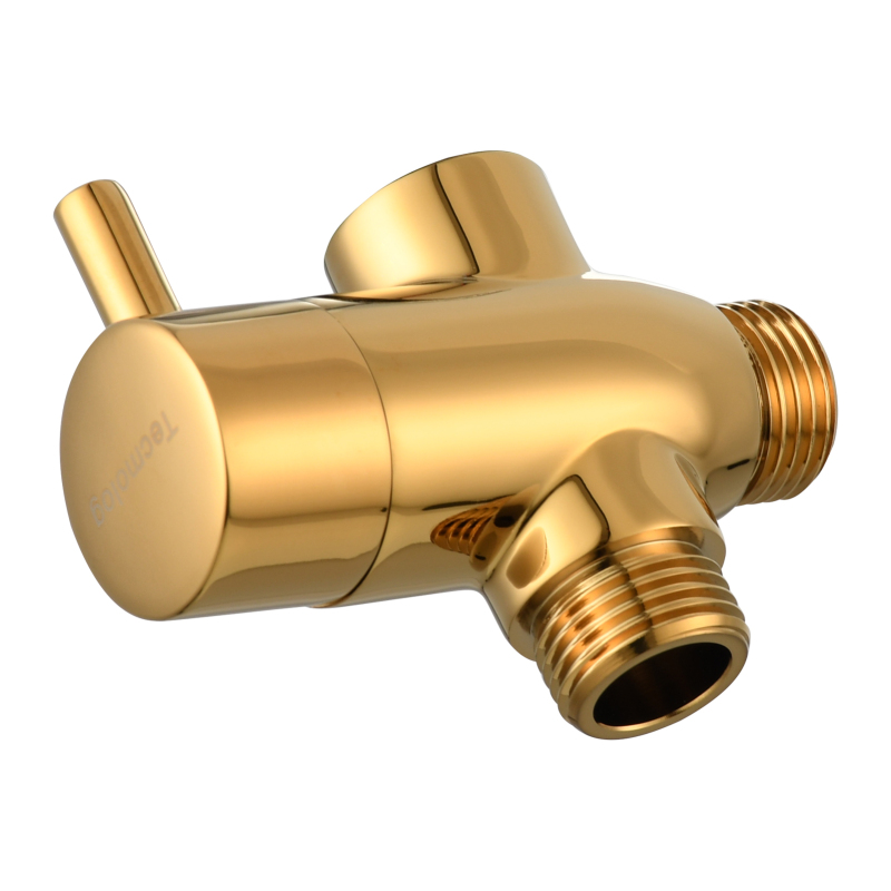 Tecmolog Brass G1/2'' Shower Diverter with Shut Off Valve for Bathtub and Shower Arm T-Valve to Fixed Shower Head,Hand Shower Head（Without nuts）,Chrome/Black/Gold/Nickel