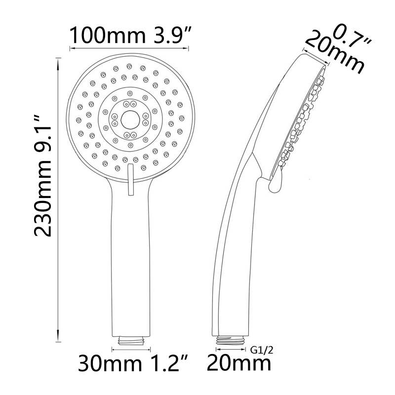 Tecmolog ABS Plastic PVD Gold Water Saving Shower Head, Pressure Boost Handheld Shower Sprayer for Bathroom, Shower Set