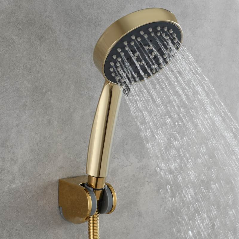 Tecmolog ABS Plastic PVD Gold Water Saving Shower Head, Pressure Boost Handheld Shower Sprayer for Bathroom, Shower Set