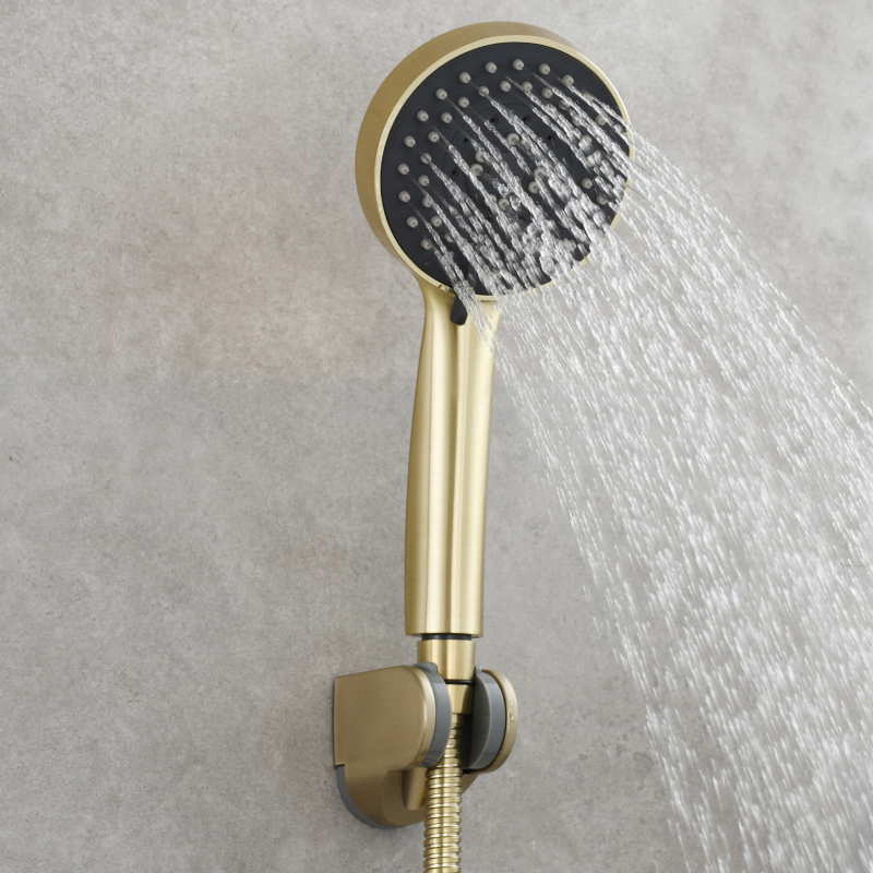 Tecmolog ABS Plastic PVD Gold Water Saving Shower Head, Pressure Boost Handheld Shower Sprayer for Bathroom, Shower Set