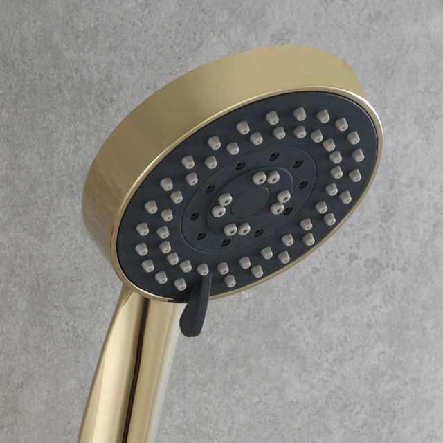 Tecmolog ABS Plastic PVD Gold Water Saving Shower Head, Pressure Boost Handheld Shower Sprayer for Bathroom, Shower Set