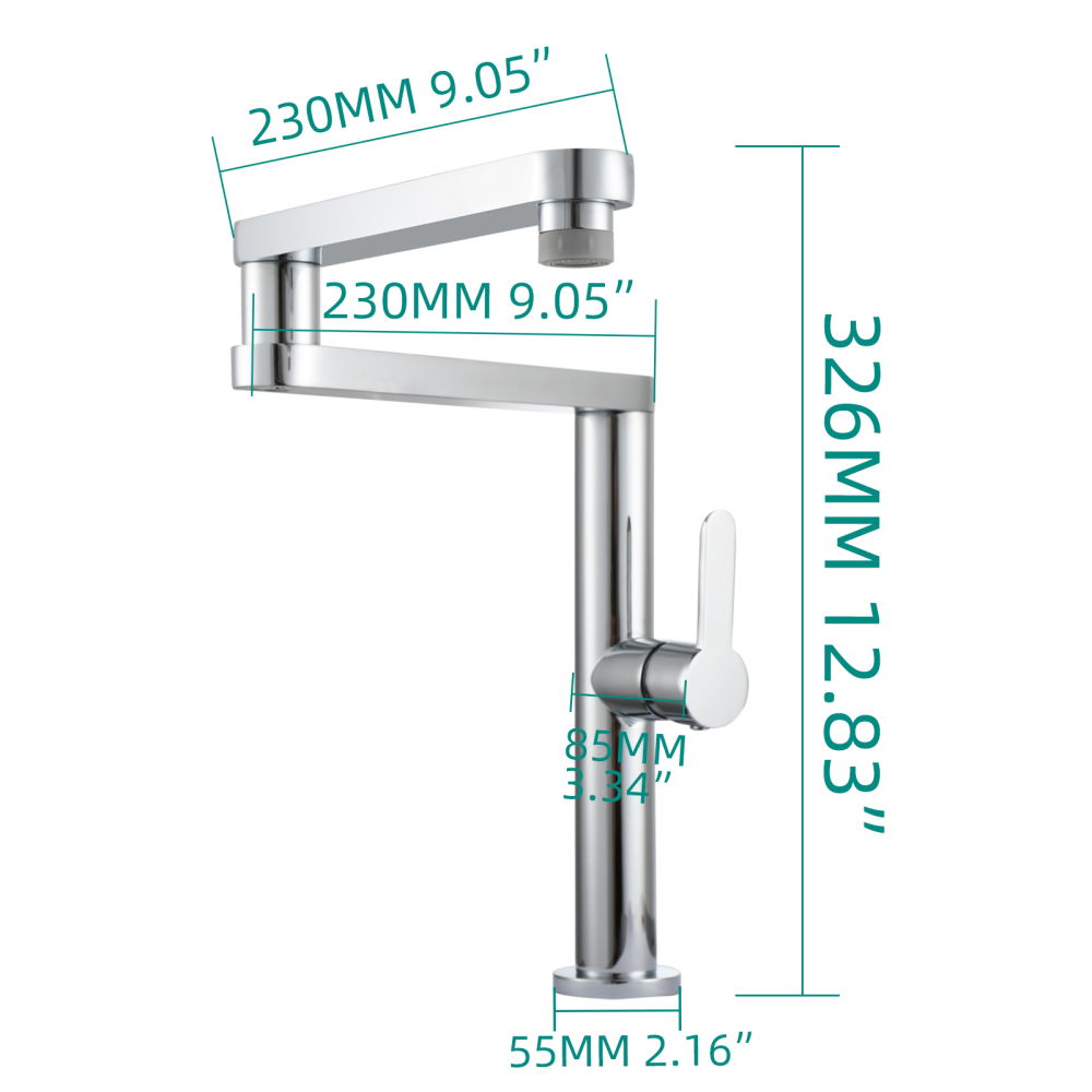 Tecmolog Folding Kitchen Faucet Deck Mounted Pot Filler Extension Restaurant Faucets Copper Black/Nickel/Chrome/ Shank Joint Swing Arm tap For Hot and Cold