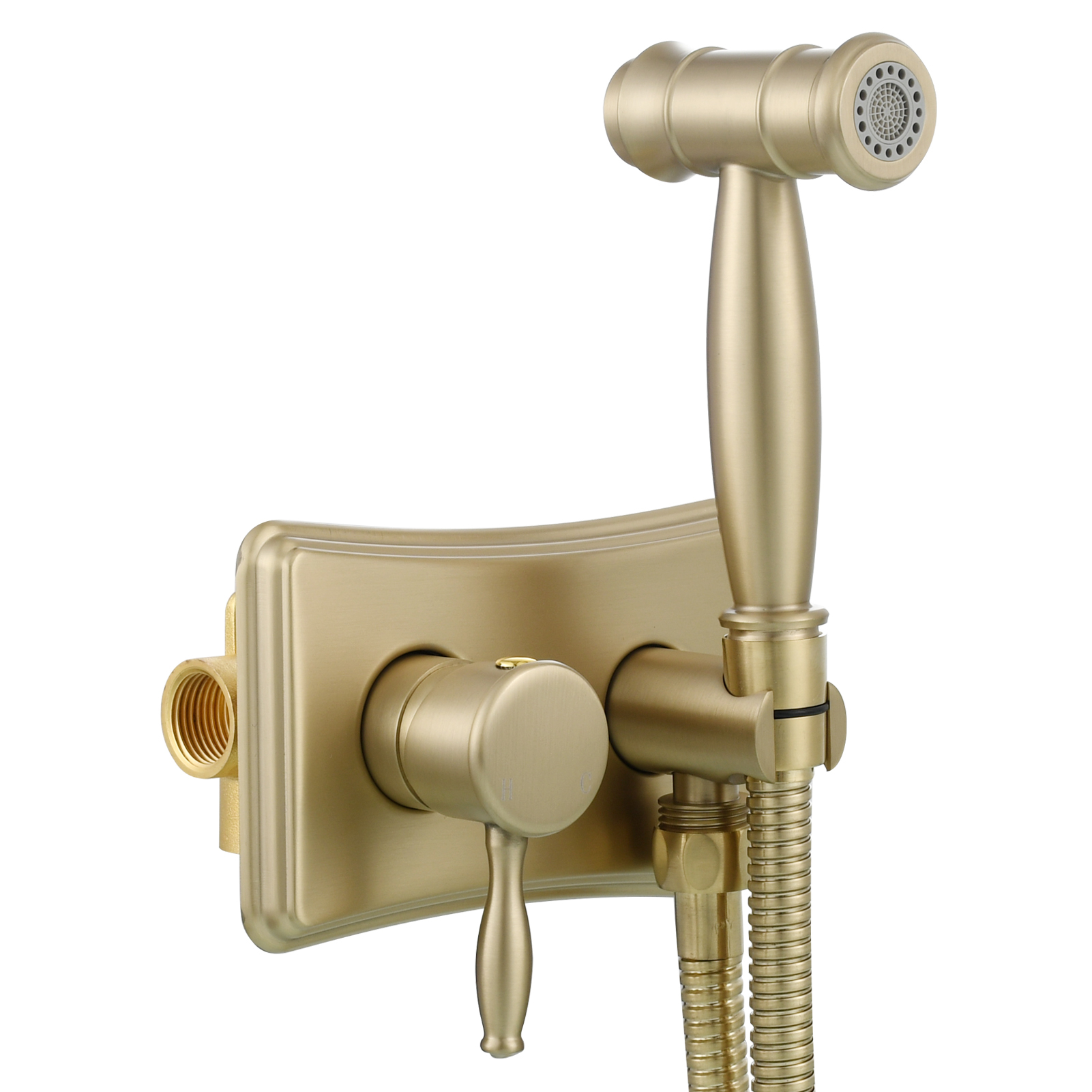 Tecmolog Handheld Bidet Sprayer Set Stainless Steel Bathroom Cloth Diaper Sprayer Shattaf for Toilet Warm Water, Black/Brushed Nickel