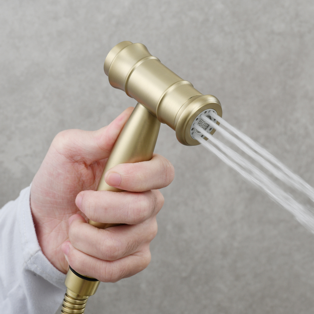 Tecmolog Handheld Bidet Sprayer Set Stainless Steel Bathroom Cloth Diaper Sprayer Shattaf for Toilet Warm Water, Black/Brushed Nickel