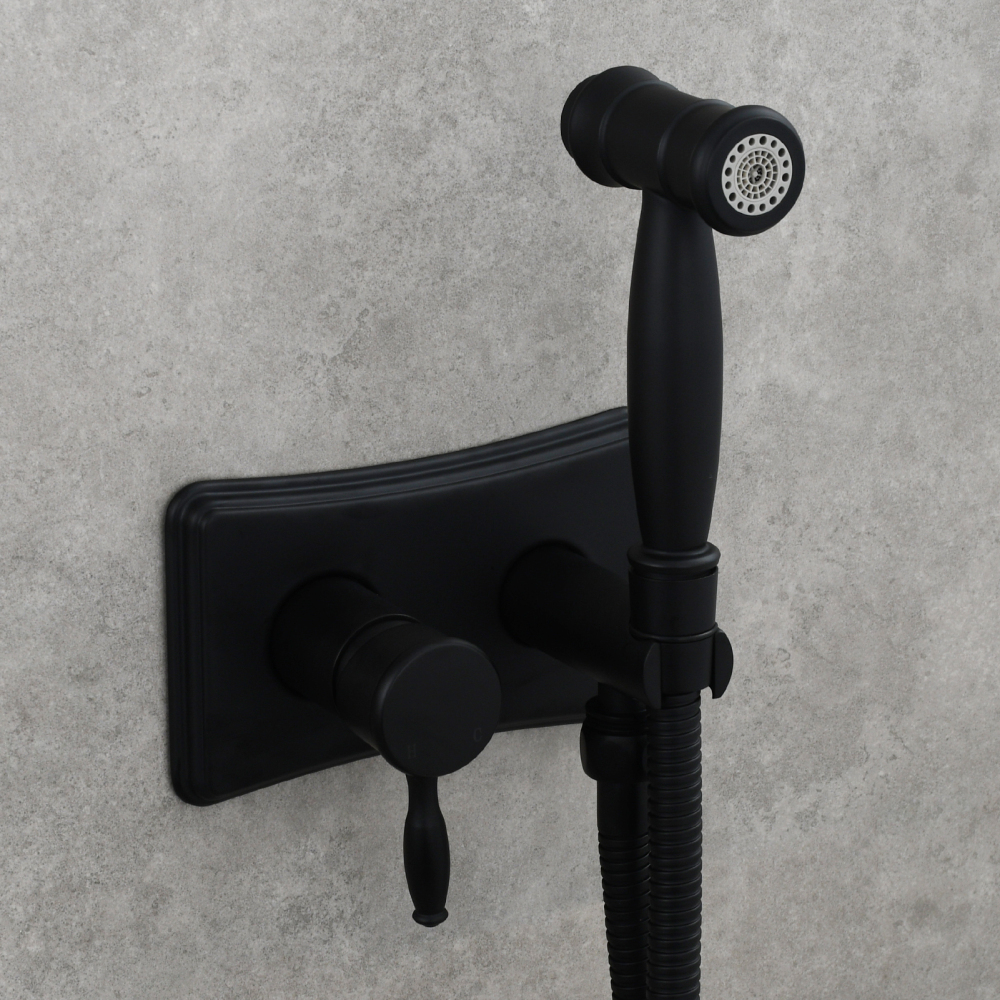 Tecmolog Handheld Bidet Sprayer Set Stainless Steel Bathroom Cloth Diaper Sprayer Shattaf for Toilet Warm Water, Black/Brushed Nickel