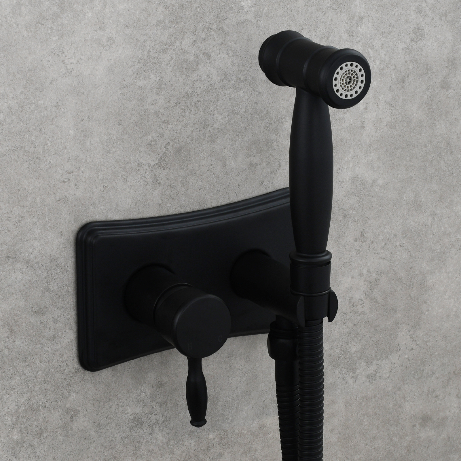 Tecmolog Handheld Bidet Sprayer Set Stainless Steel Bathroom Cloth Diaper Sprayer Shattaf for Toilet Warm Water, Black/Brushed Nickel