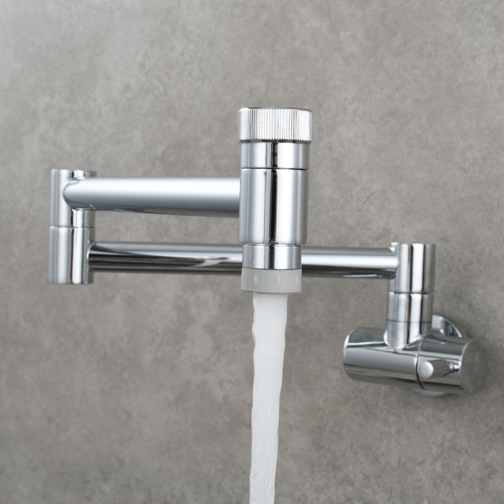 Tecmolog Wall Mount Kitchen Faucet, Brass 360 Rotatable Folding Lengthened  Sink Taps with Double Switch and Single Handle CT165NA/CT165/CT165R/CT165B