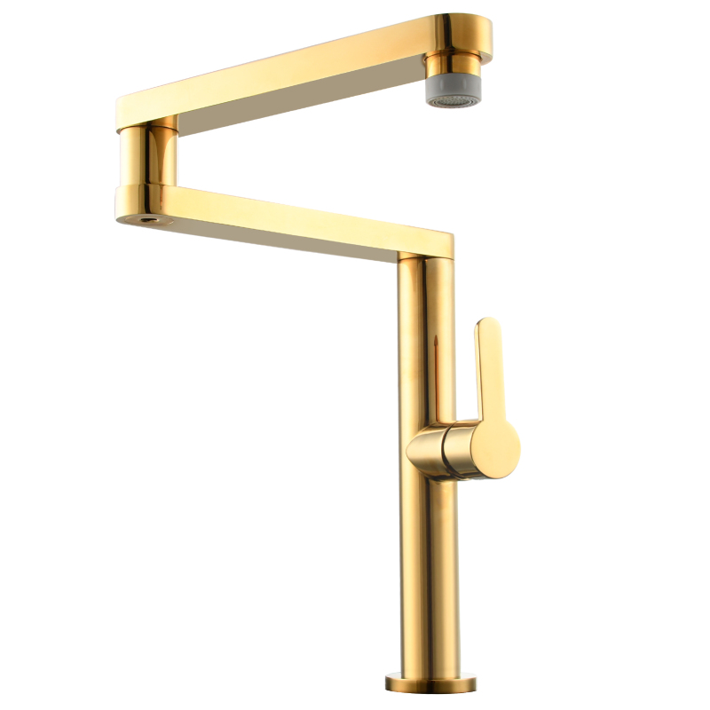 Tecmolog Folding Kitchen Faucet Deck Mounted Pot Filler Extension Restaurant Faucets Copper Black/Nickel/Chrome/ Shank Joint Swing Arm tap For Hot and Cold