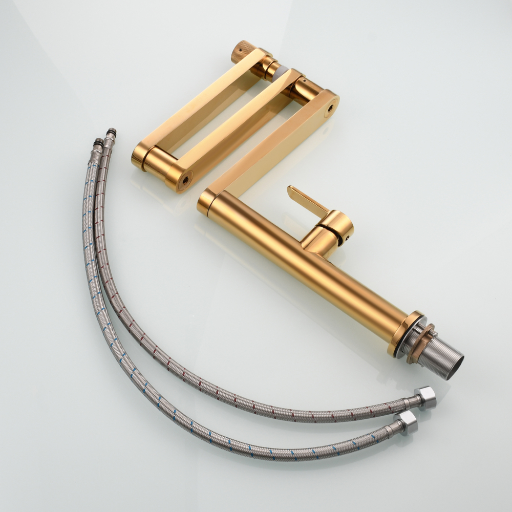 Tecmolog Folding Kitchen Faucet Deck Mounted Pot Filler Extension Restaurant Faucets Copper Black/Nickel/Chrome/ Shank Joint Swing Arm tap For Hot and Cold