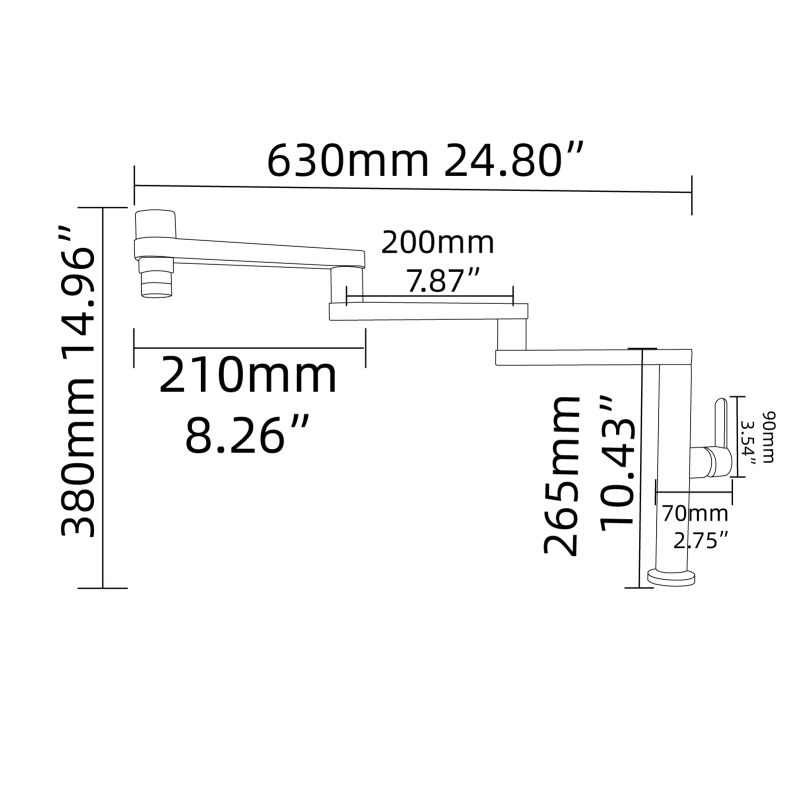 Tecmolog Folding Kitchen Faucet Deck Mounted Pot Filler Extension Restaurant Faucets Copper Black/Nickel/Chrome/ Shank Joint Swing Arm tap For Hot and Cold