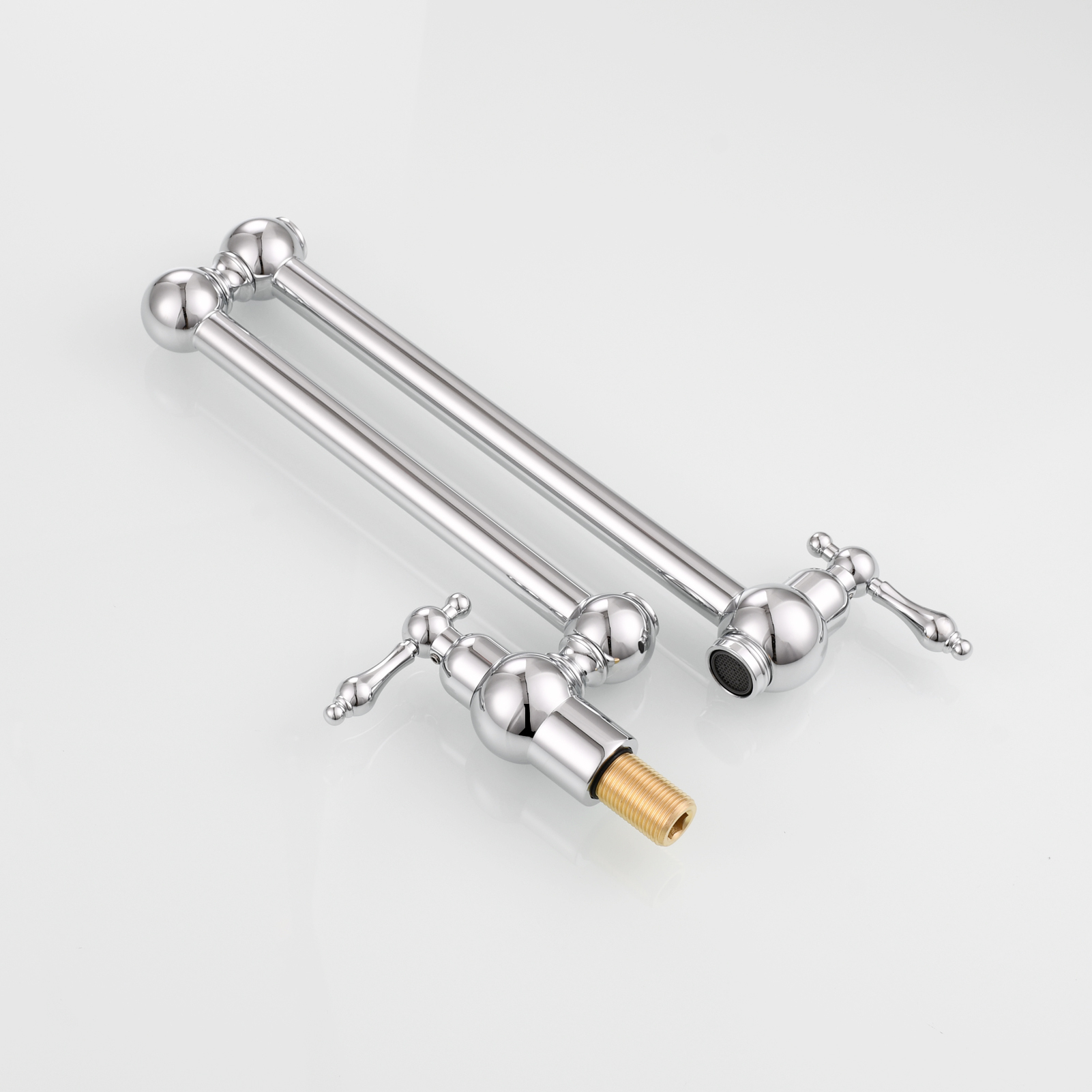 Tecmolog Wall Mount Kitchen Faucet, 1/2”NPT Brass Folding Pot Filler Tap, Kitchen Sink Tap for Cold Water, Nickel/Black/Chrome