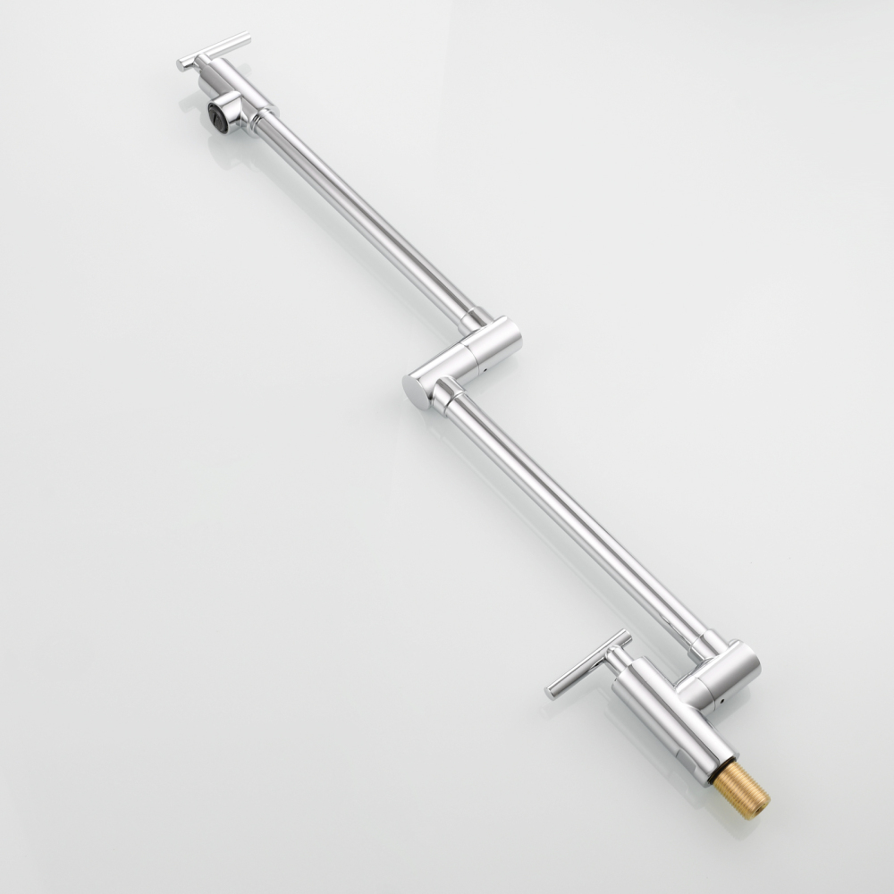 Tecmolog Pot Filler Faucet, Wall Mount 1/2”NPT Kitchen Sink Tap, Brass Double Joint Spout Cold Water Faucet, Nickel/Black/Chrome