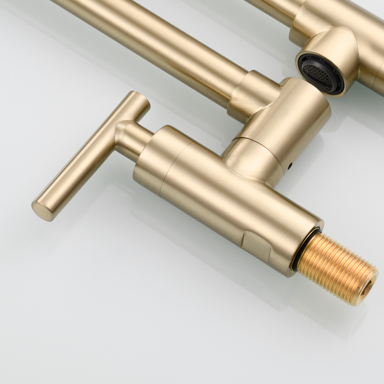 Tecmolog Pot Filler Faucet, Wall Mount 1/2”NPT Kitchen Sink Tap, Brass Double Joint Spout Cold Water Faucet, Nickel/Black/Chrome
