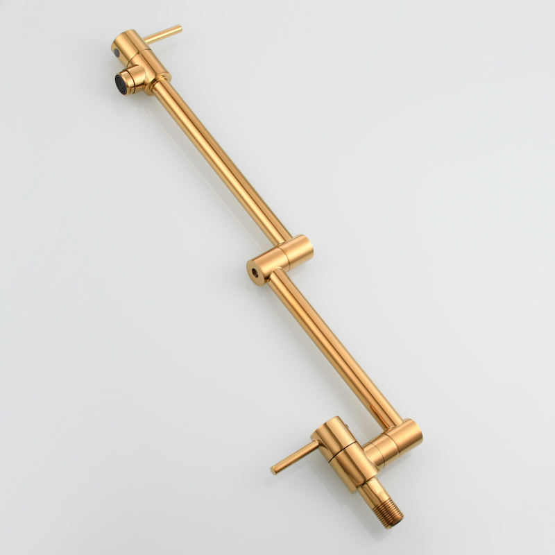 Tecmolog Brass Chrome Kitchen Faucet, Wall Mounted and Folding Kitchen Tap with Double Handle, Single Cold water Tap