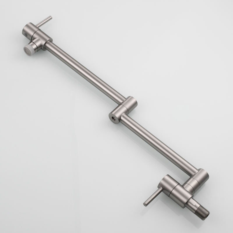 Tecmolog Brass Chrome Kitchen Faucet, Wall Mounted and Folding Kitchen Tap with Double Handle, Single Cold water Tap